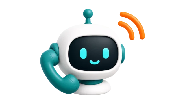 Minimalistische Illustration: Roboterkopf telefoniert